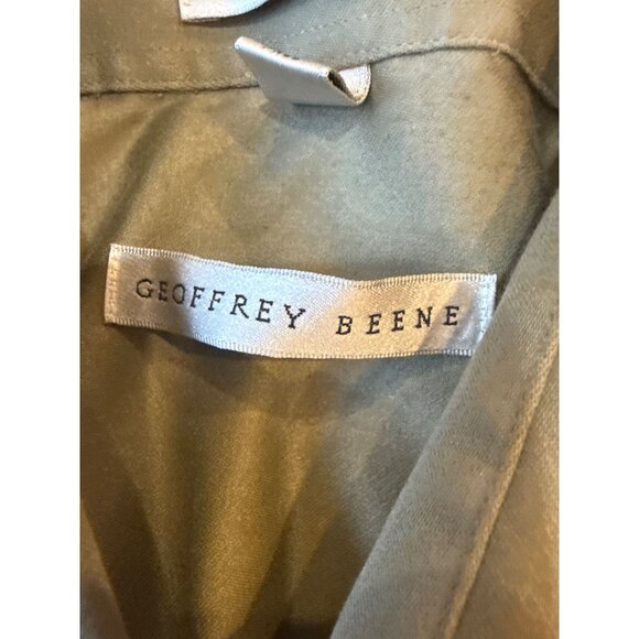 Geoffrey Beene Mens Sateen Olive Green Long Sleeve Button-Down M 15 1/2 32/33 - Picture 6 of 7